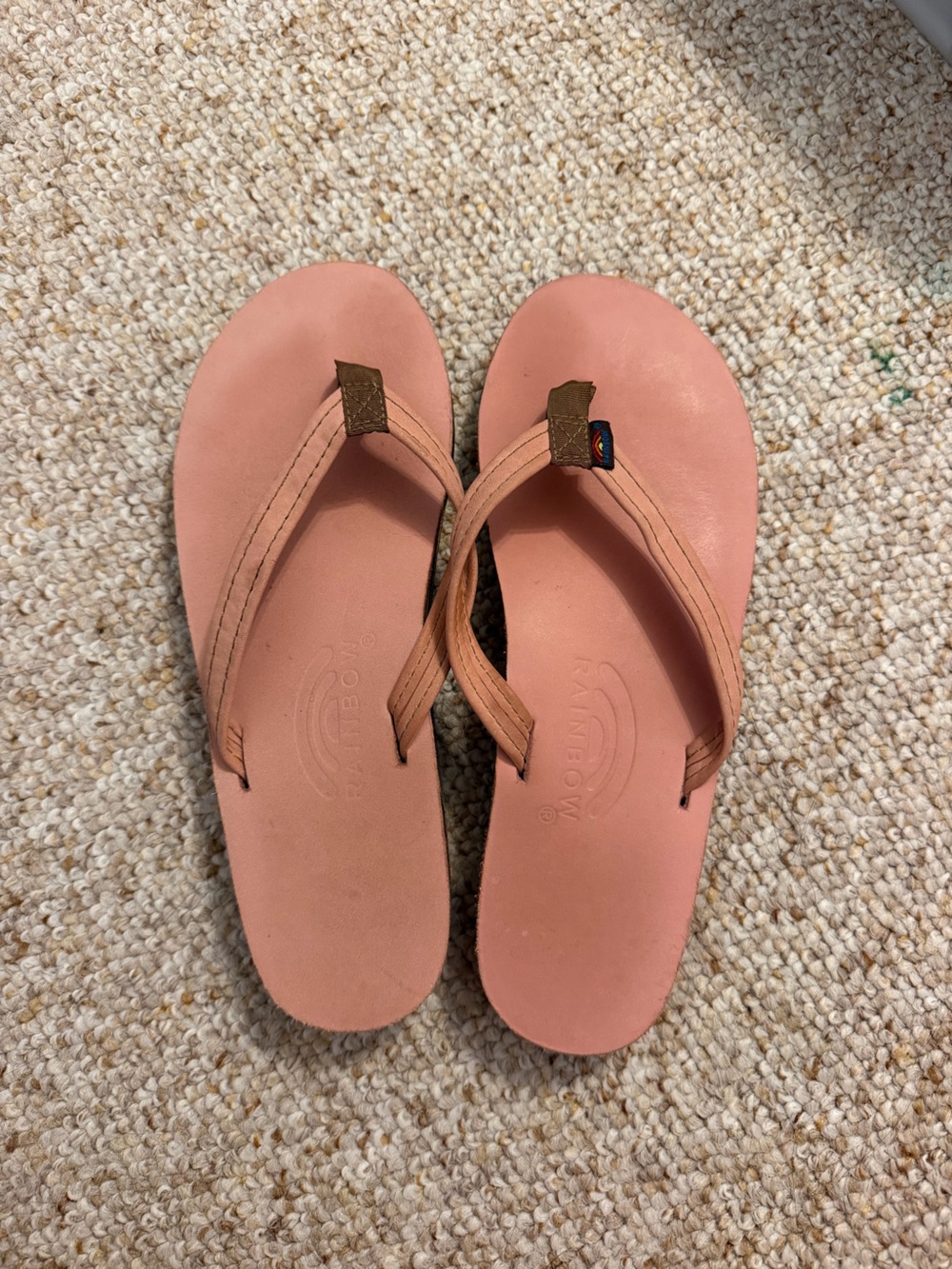 Rainbow Women’s Pink Leather Flip Flops